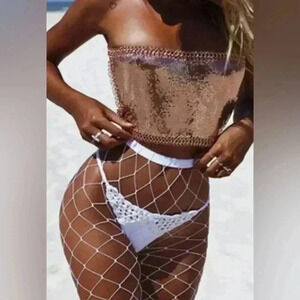 🆕White Large Mesh  Fishnets